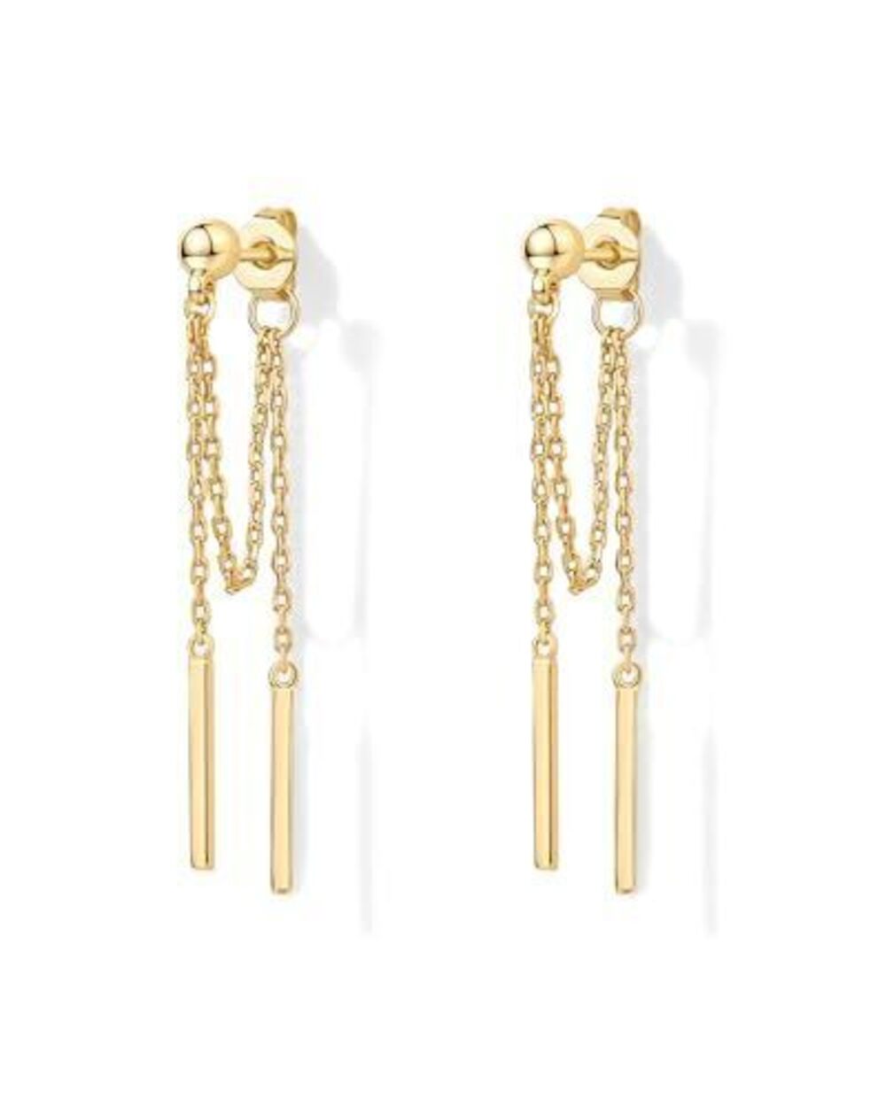 7721 18K Yellow Gold Plated 925 Sterling Silver Posts Drop Dangle Chain